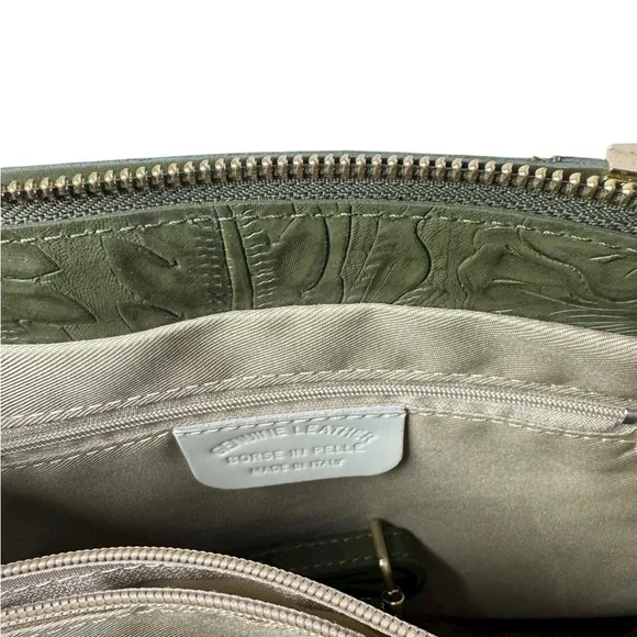 ZAGARA floral embossed Leather handbag ~ Made in Italy